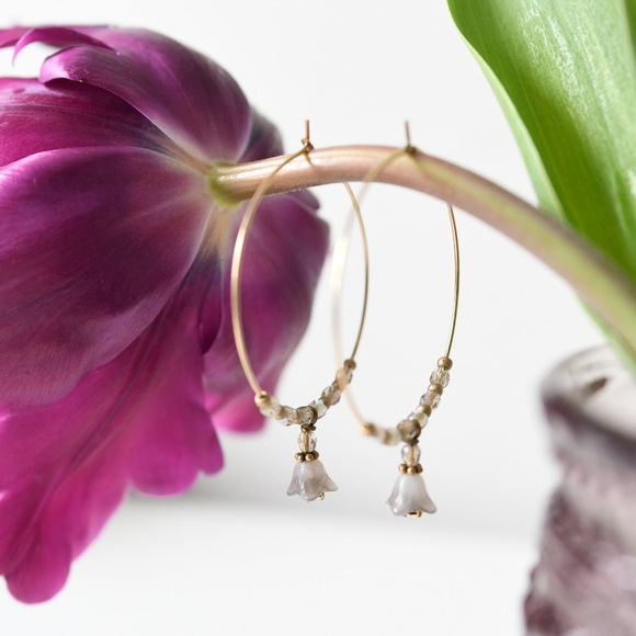 Floral Hoop Earrings - Picture 1 of 2